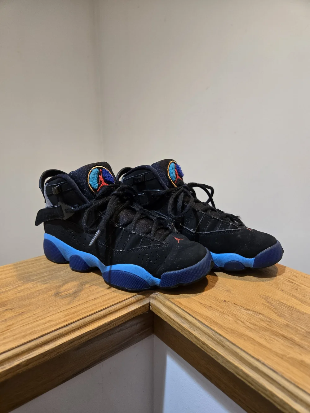 Jordan Kids' Black and Blue High-Top Sneakers